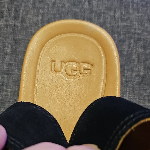 UGG Le Fluff Black Fuzzy Platform Sandals Summer Women Size 9.5 Casual Beach - Picture 2 of 13